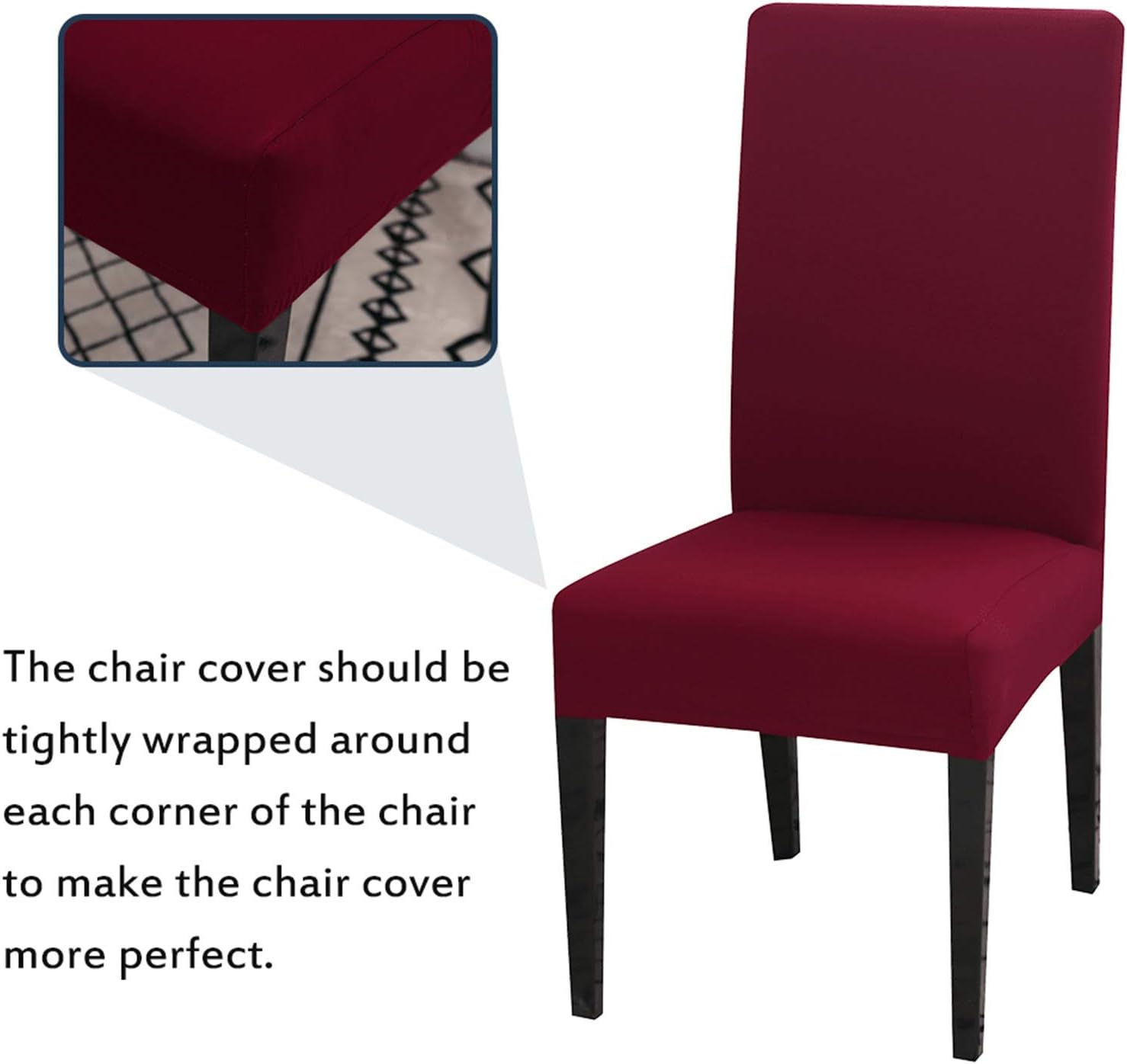 Chair Covers Set of 4 or 6, Stretch Removable Washable Chair Covers Decoration Slipcovers Seat Covers for Hotel Wine Red-tfrf wine Red 4pcs — image 2