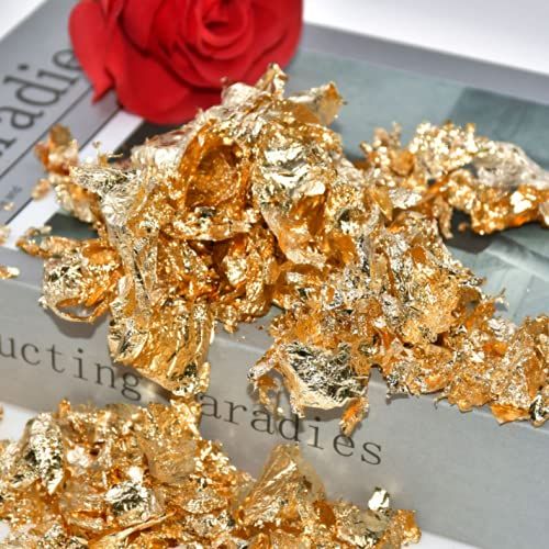 Gold Leaf Flakes, 2 Grams Metallic Foil Flakes for Painting Arts, Crafts Nails, DIYs(Gold) flakes are not easy to fade and oxidize โ image 3