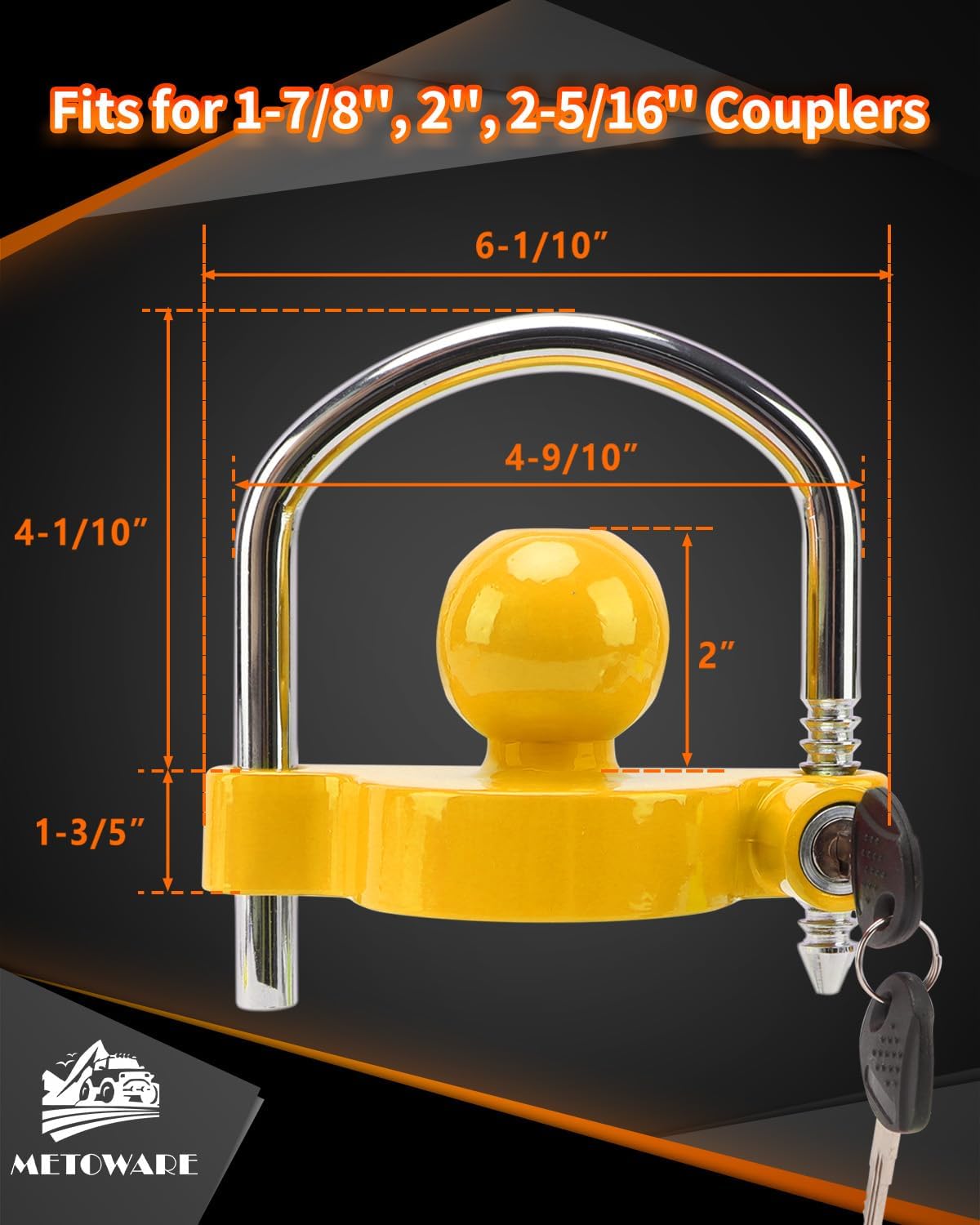 Trailer Coupler Lock Universal Adjustable Heavy-Duty Steel Trailer Hitch Lock, Anti Theft Trailer Ball Lock Towing Lock for Towing Trailer Security Fits โ image 2