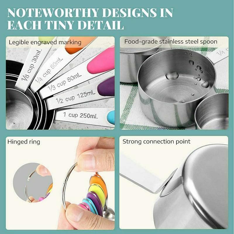 10 Piece Stainless Steel Measuring Cups and Spoons Set for Baking and Cooking โ image 4