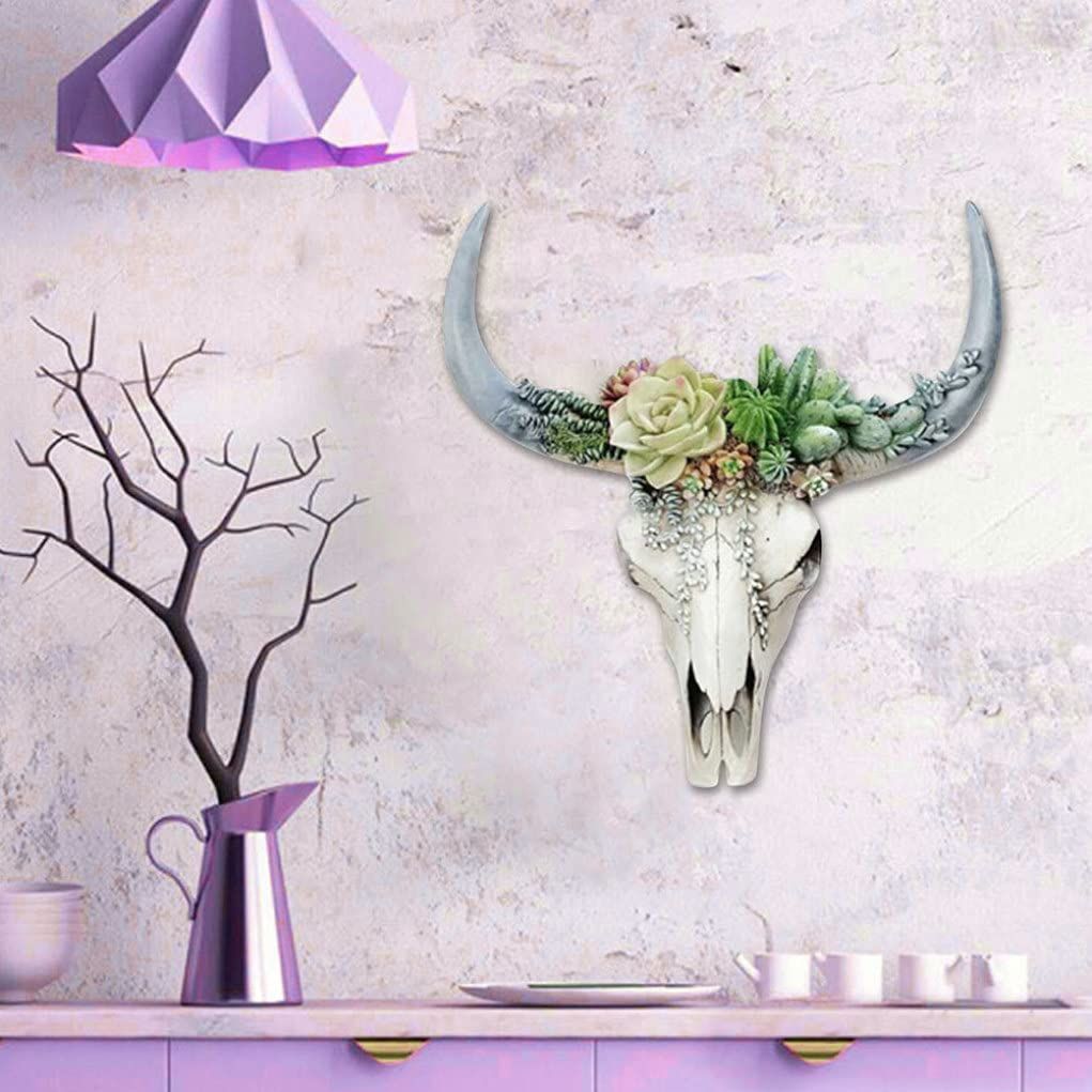 Cow Skull Wall Decor Artificial 3D Resin Hanging Succulent Wall Decor Lightweight Animal Heads for Home Gifts Style — image 2
