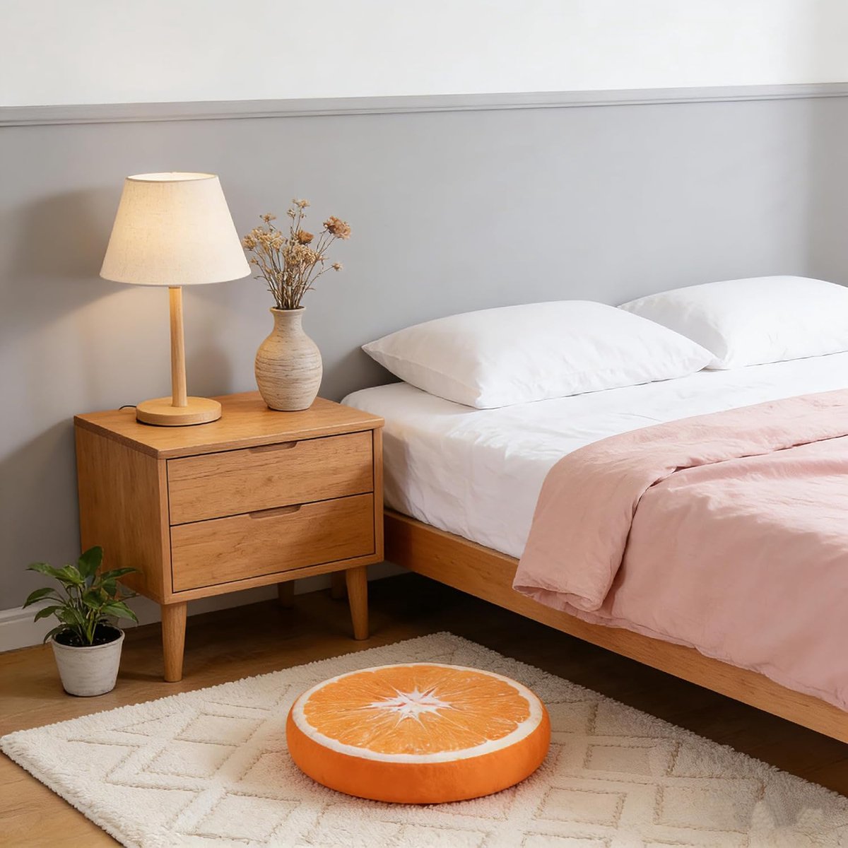 Round decorative cushion - soft filled cushion - play cushion - 40 cm - orange - suitable for sofas, chairs, floors, armchairs — image 2