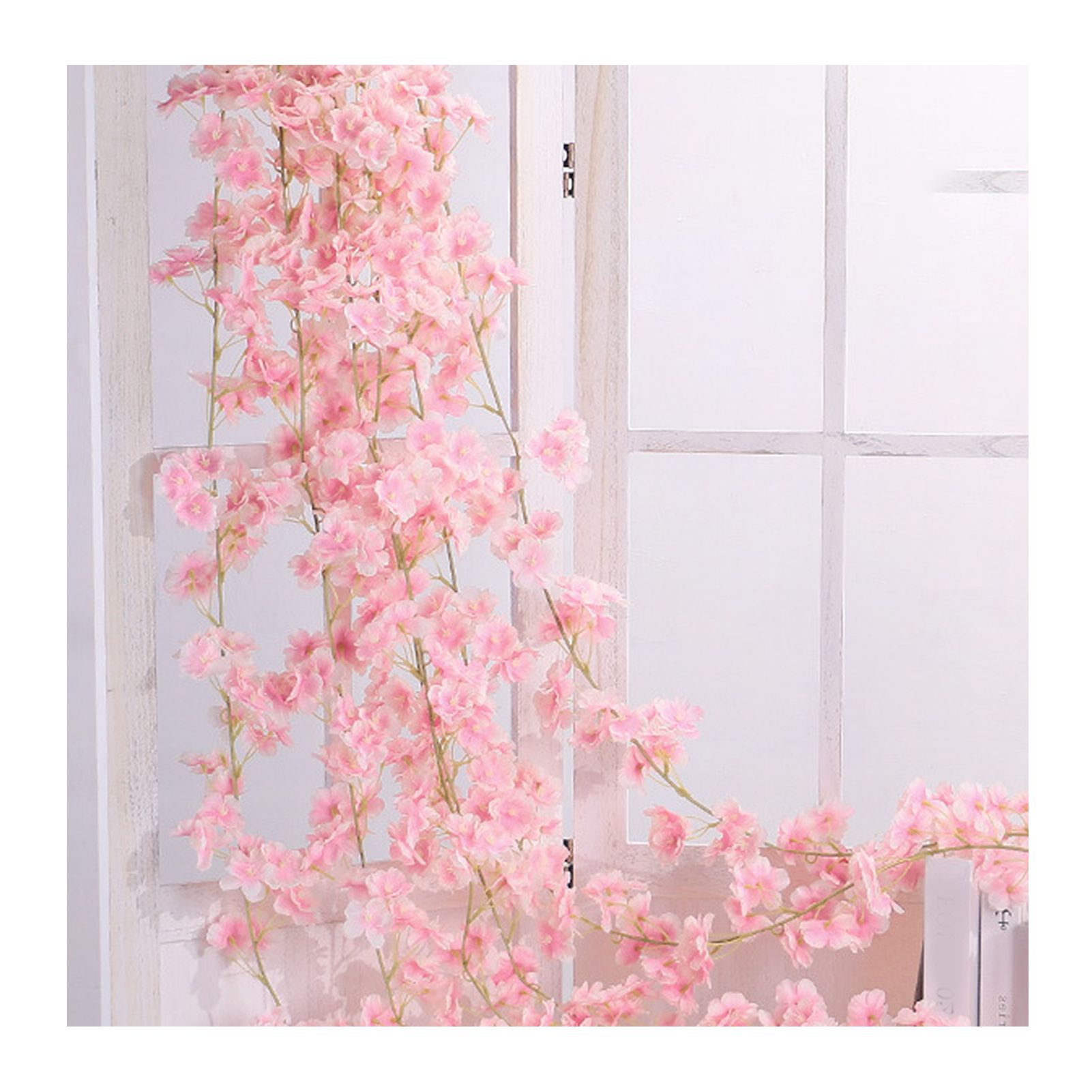 Artificial Flower Rattan Single 1.8m 135pcs Flowers Head Vivid Decorative Silk Plastic Hanging Fake Rattan for Decoration Flesh Pink — image 4