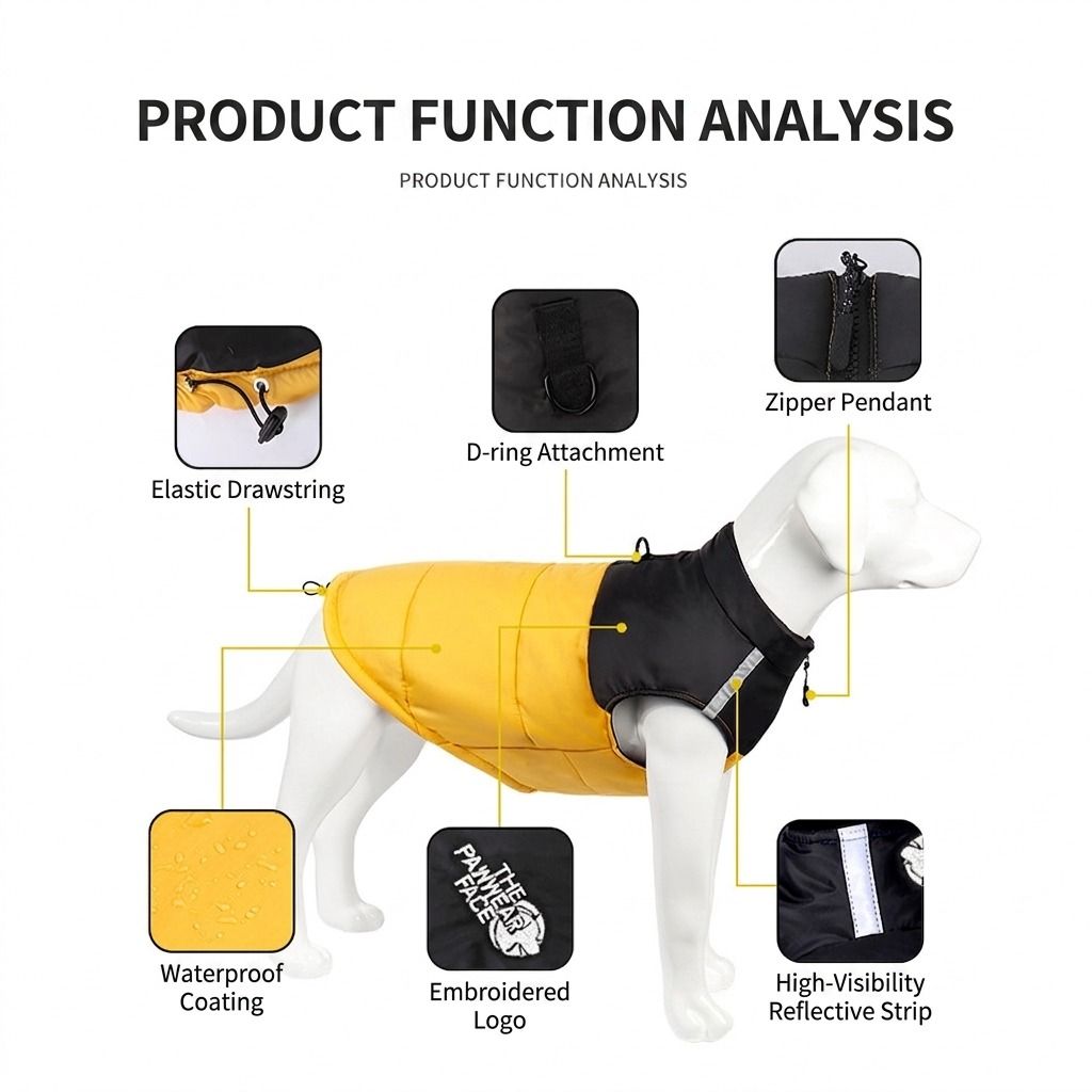 Keep Your Pup Cozy and Visible This Winter β Waterproof, Insulated Dog Coat with Reflective Strips, Front Zipper, D-Ring Leash Attachment, and Adjustable Fit β image 4