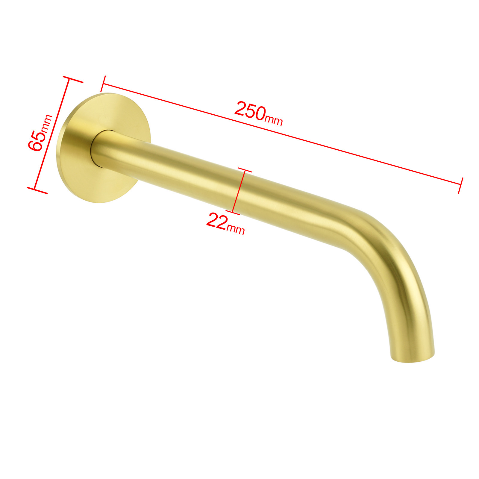 Brushed Gold Round 250mm Spout For Bathroom Tub Wall Mounted Water Filler Outlet โ image 2