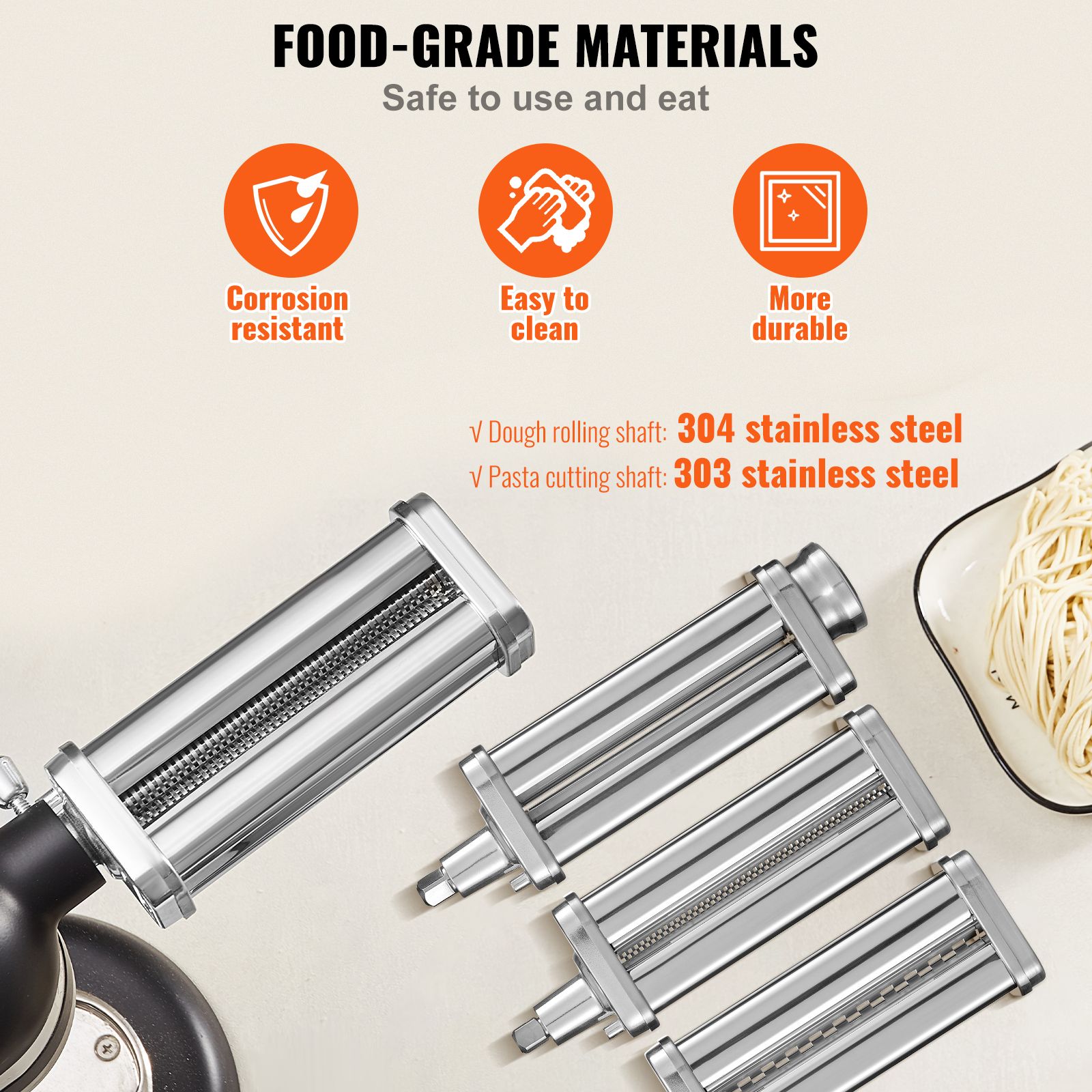 3Pcs Pasta Attachment for KitchenAid Stand Mixer Pasta Roller Cutter Set โ image 5
