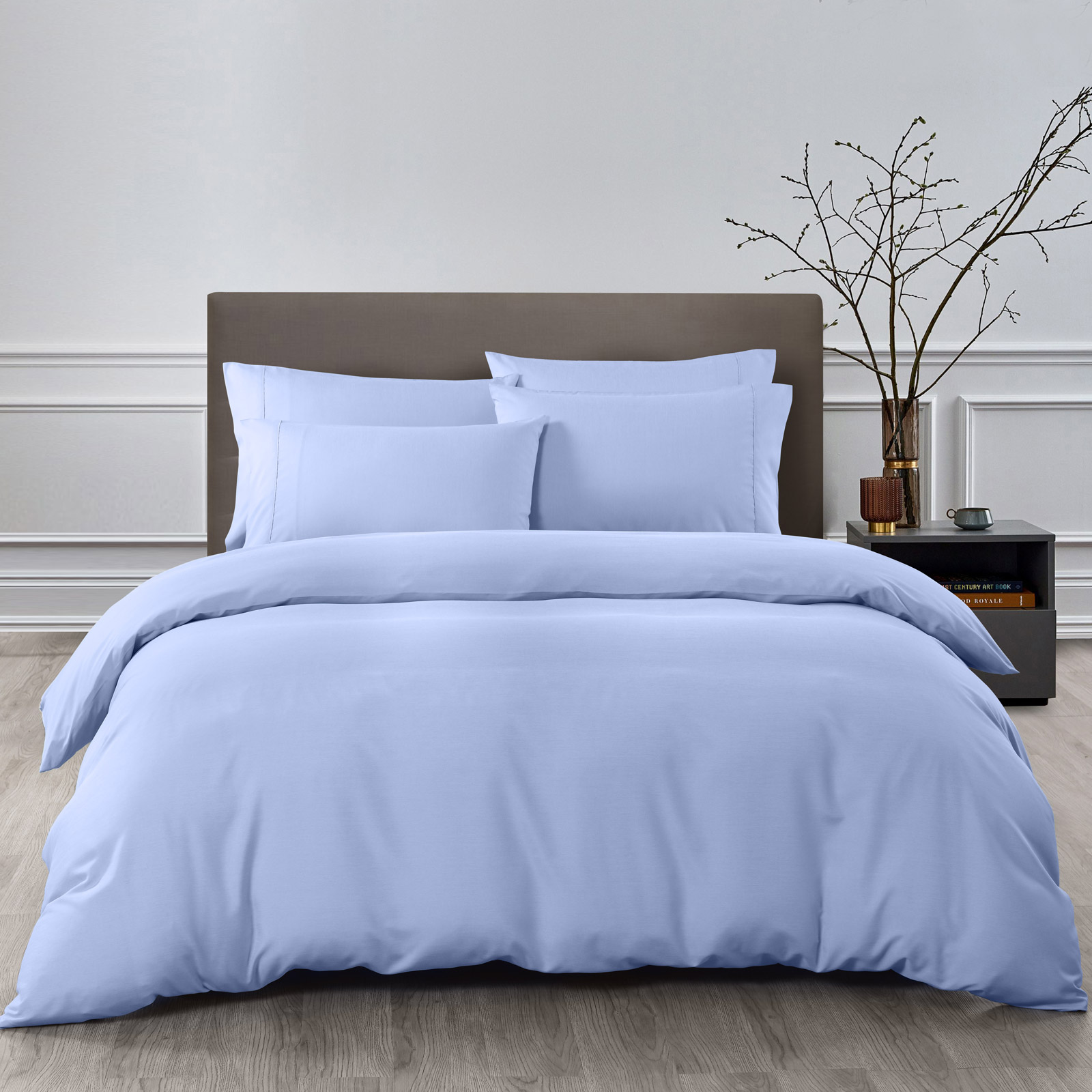 Royal Comfort 2000TC 6 Piece Bamboo Sheet & Quilt Cover Set Cooling Breathable - King - Light Blue — image 2
