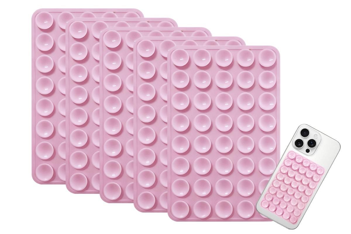 5 Pack Double Sided Silicone Phone Suction Pad 80 Stickers Grip for Car Desk Holder - Pink โ image 5