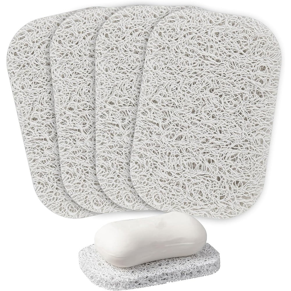 5PCS Shower Soap Bar Saver Lift Holder Dish Sponge Rack Tray Fast Dry Non-Slip white