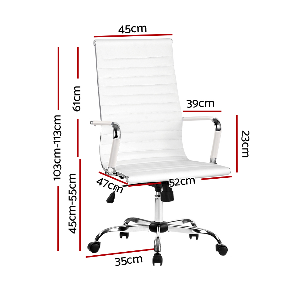 Artiss Office Chair Conference Chairs PU Leather High Back White — image 2