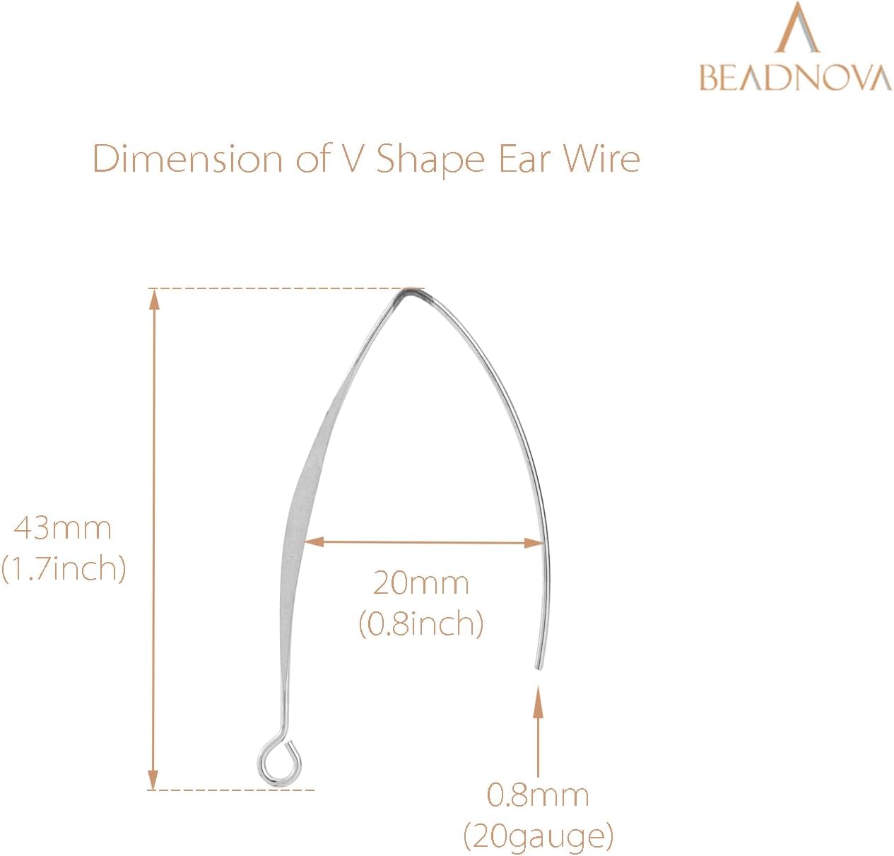 V Shape Ear Wire Long Earring Wire Earring Hook for Dangle Earwire Making Jewelry Making Ear Post DIY (Silver 43mm, 10pcs) โ image 2