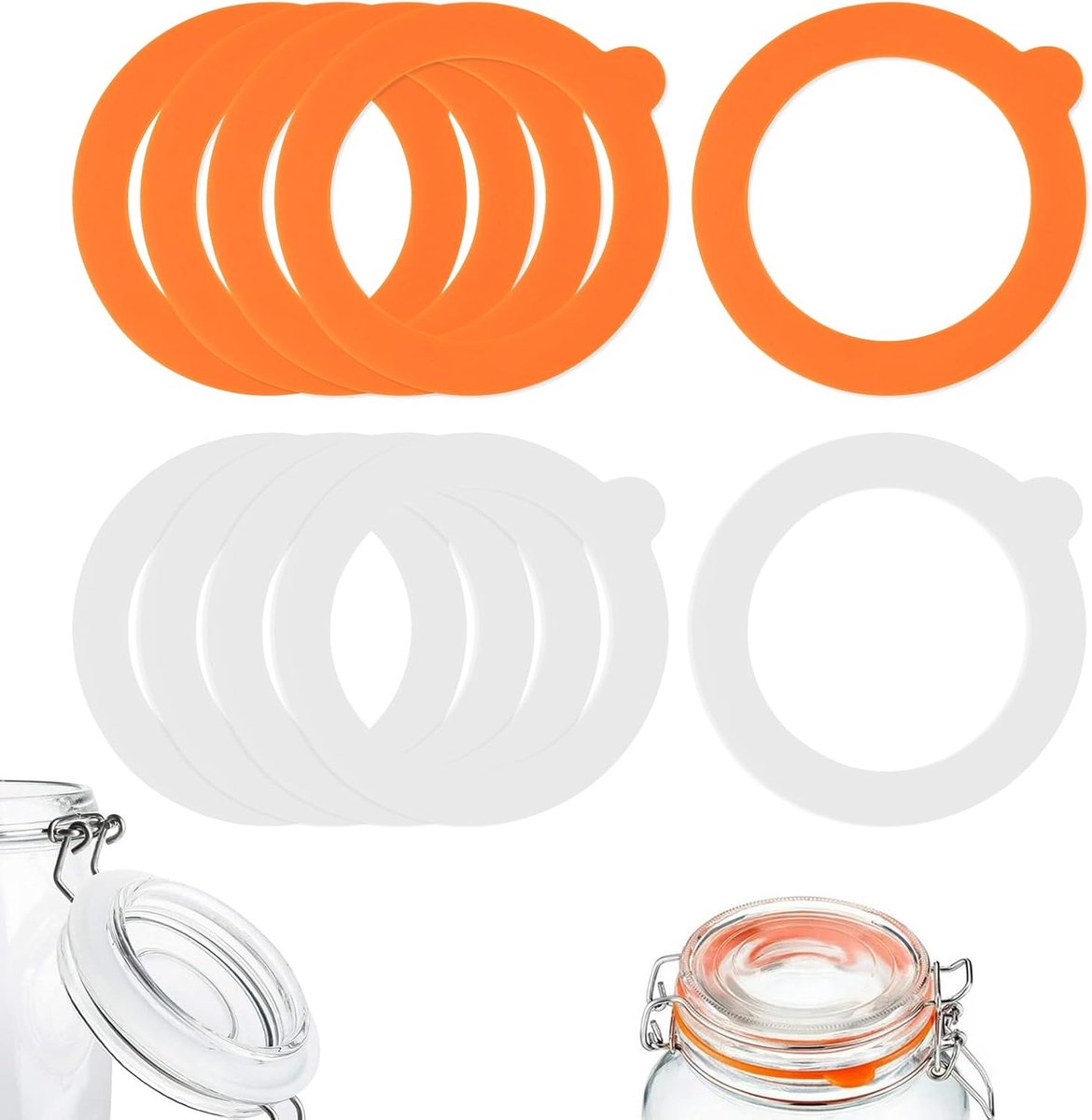 Canning Rings - Silicone Rings, Dye-Free Gasket - Gasket 16 Pieces - 70 mm x 95 mm x 2.2 mm - Rubber Canning Jar Rings - Standard Size For Fido Canning Jars