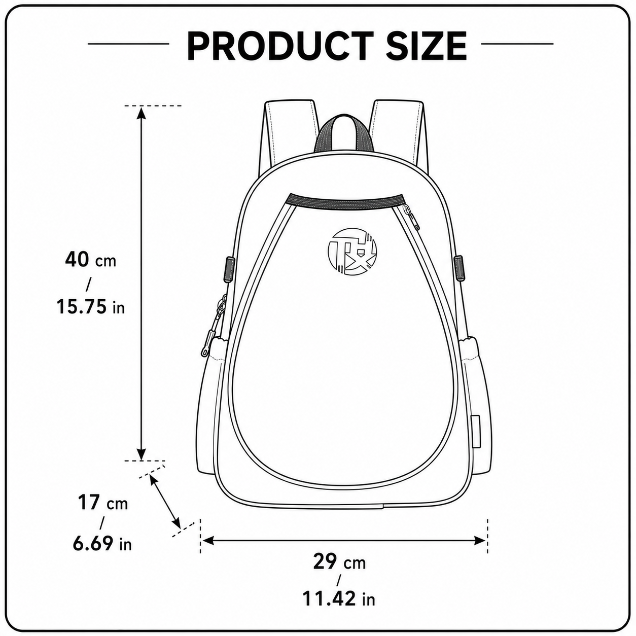 Black Sports Racket Backpack - Lightweight Casual Travel Bag with Separate Racket Compartment, Shoe Compartment, Bottle Pocket for Tennis, Badminton, Gym and — image 6