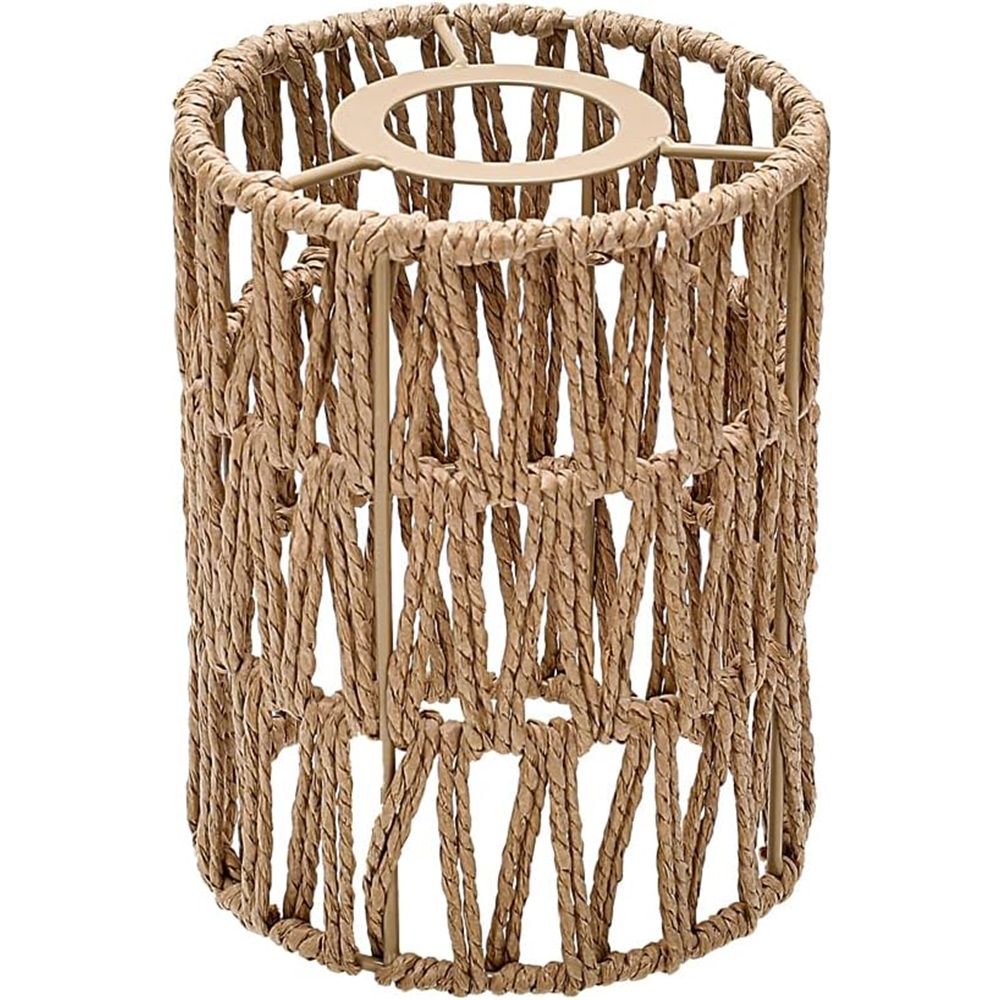 1 Pack Rattan Lamp Shade Small, Boho Mini Lamp Shades Replacement, Vintage Hanging Light Shades, Cylinder Woven LampShades for Floor Lamps Pendant