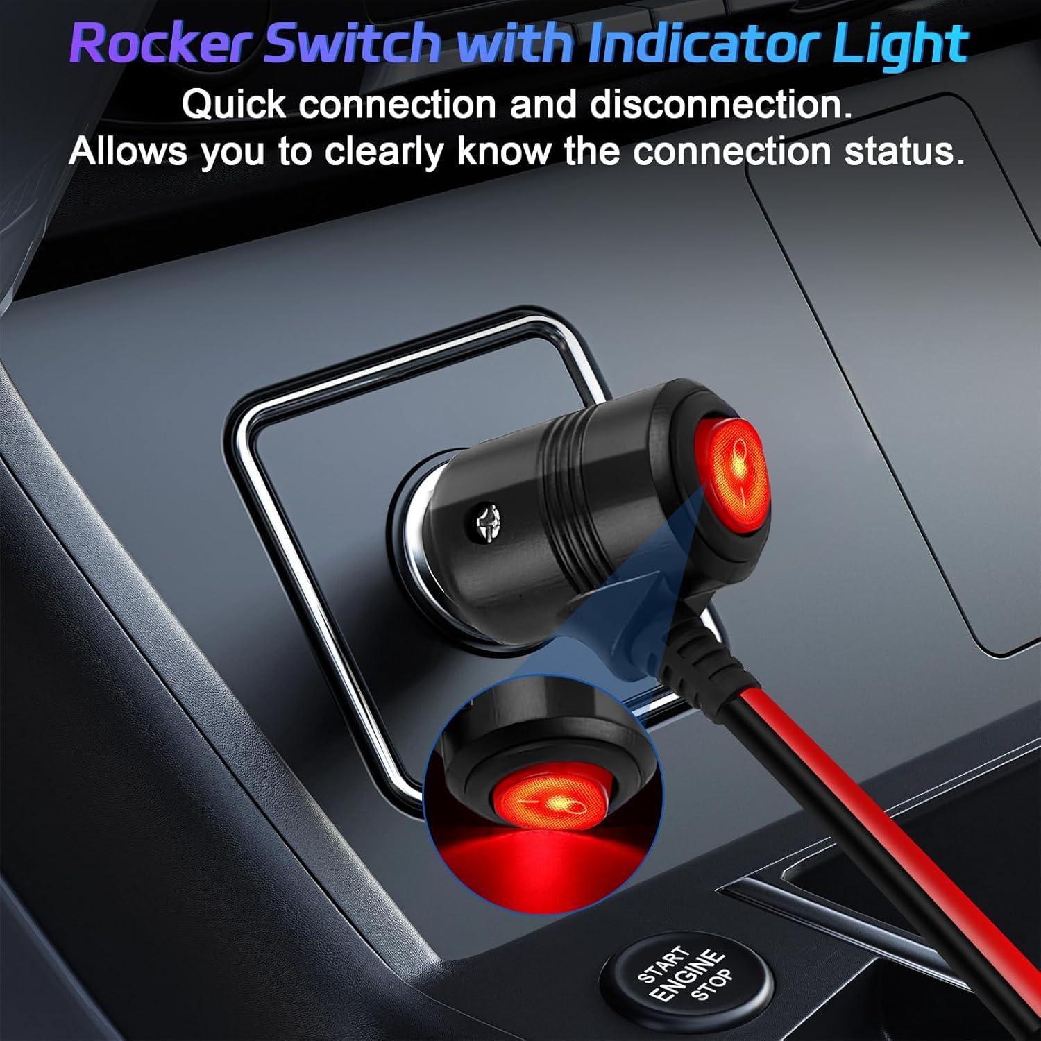 Car Cigarette Lighter Splitter,2-Socket Cigarette Lighter Adapter Extension Plug Cord Power Charger Port for DC 12V 24V Car Vehicle 2-Way Splitter Y on/Off — image 3