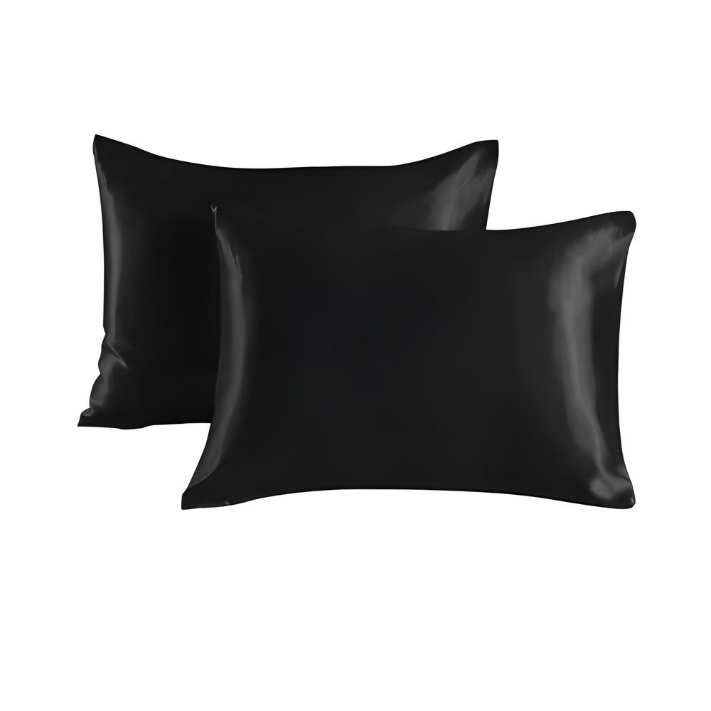 2-Pack Satin Pillowcase, 50 × 66cm, Black