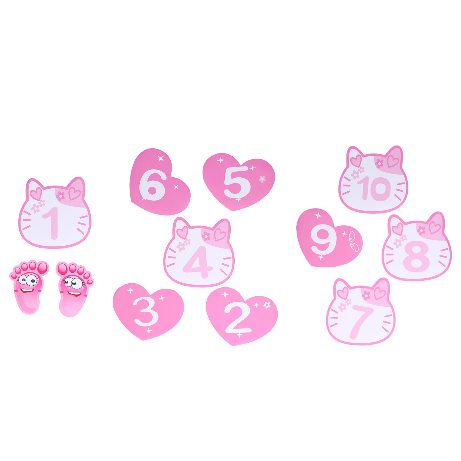 Removable 10 Number Hopscotch Stickers Children Room Floor Decoration Pink Cartoon Number Hopscotch Footprints Stickers โ image 6