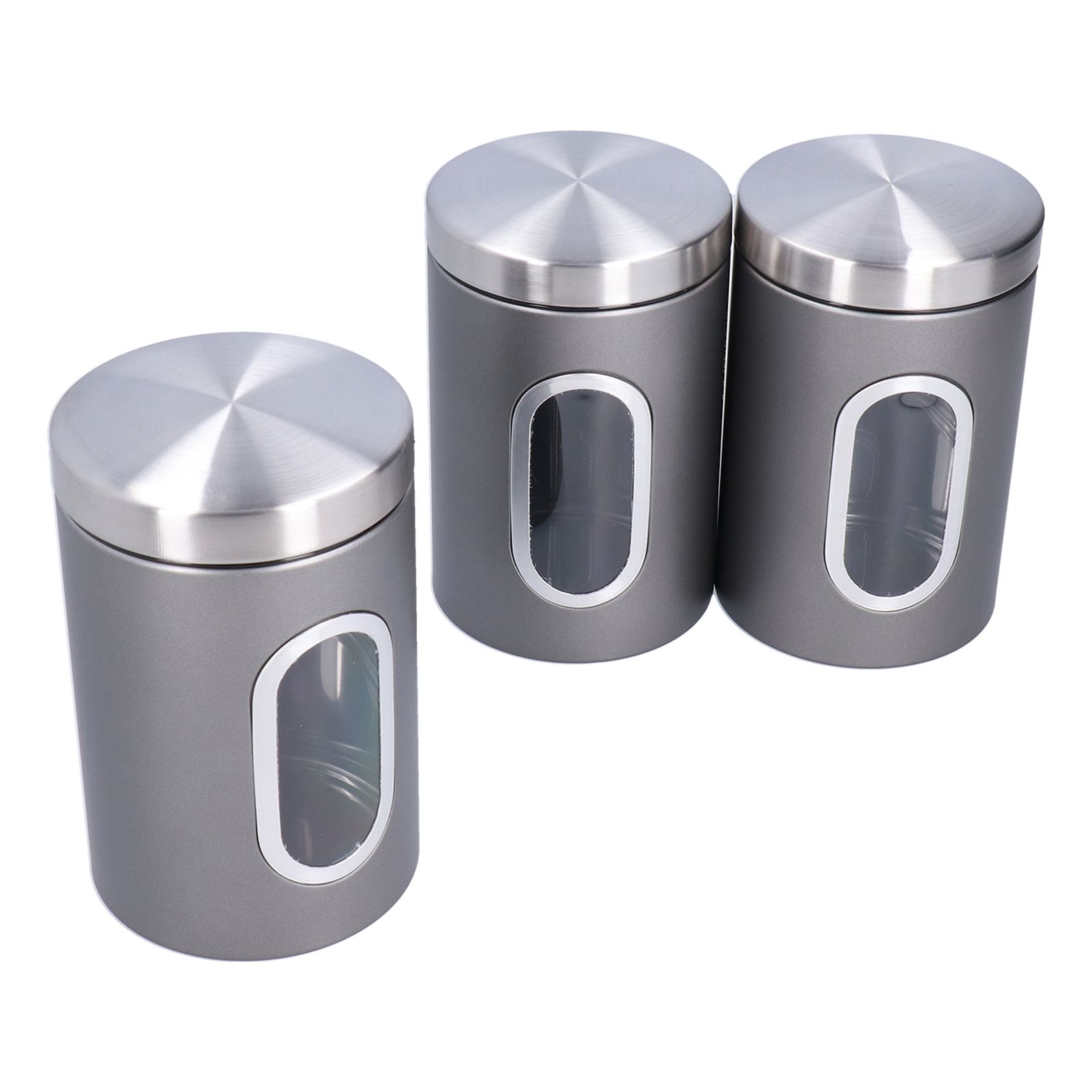 3Pcs Storage Jar Stainless Steel Food Tea Nut Container with Window Durable and Large Capacity for KitchenGrey โ image 5