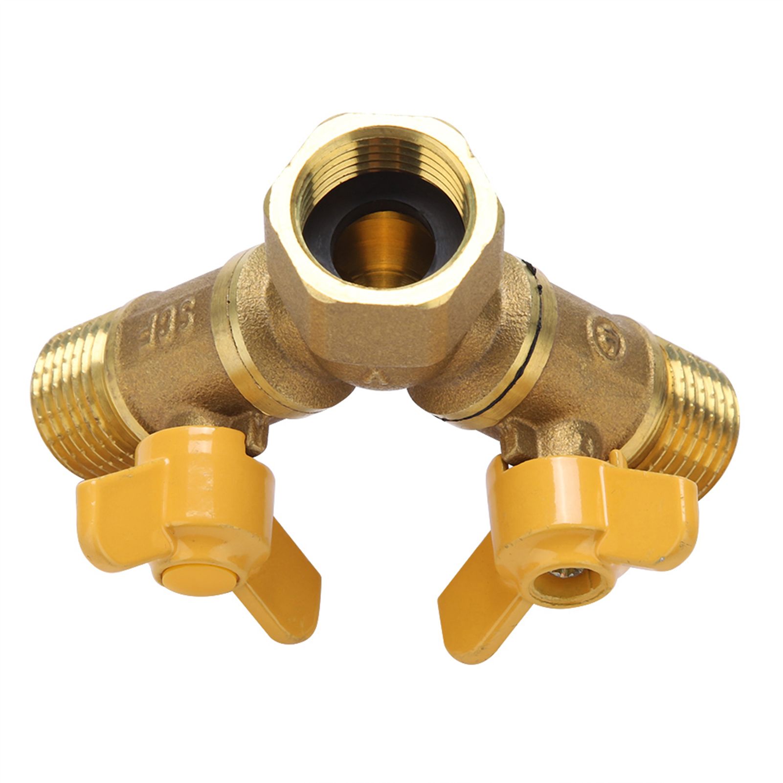 G1/2 Brass Garden Irrigation 2 Way Double Tap Hose Adapter Dual Faucet Connector — image 6