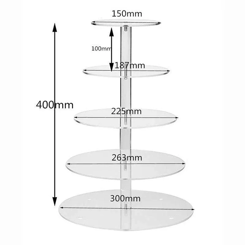 Acrylic Cupcake Tower 3 4 5 6 7 Tier Clear Cake Stand for Wedding Party - 5 Tiers — image 4