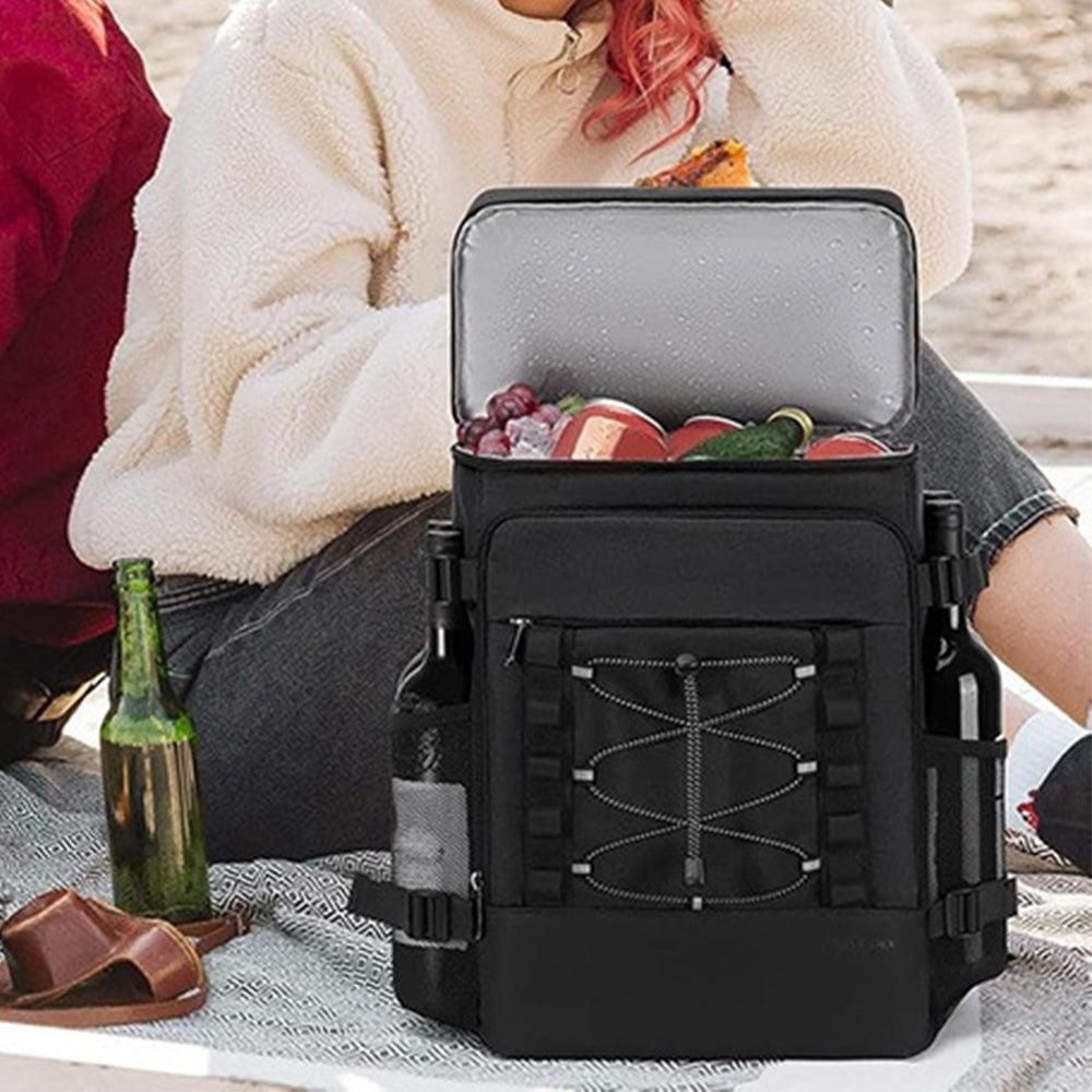 25L Insulated Cooler Backpack Freshness Preservation Backpack - Black — image 2