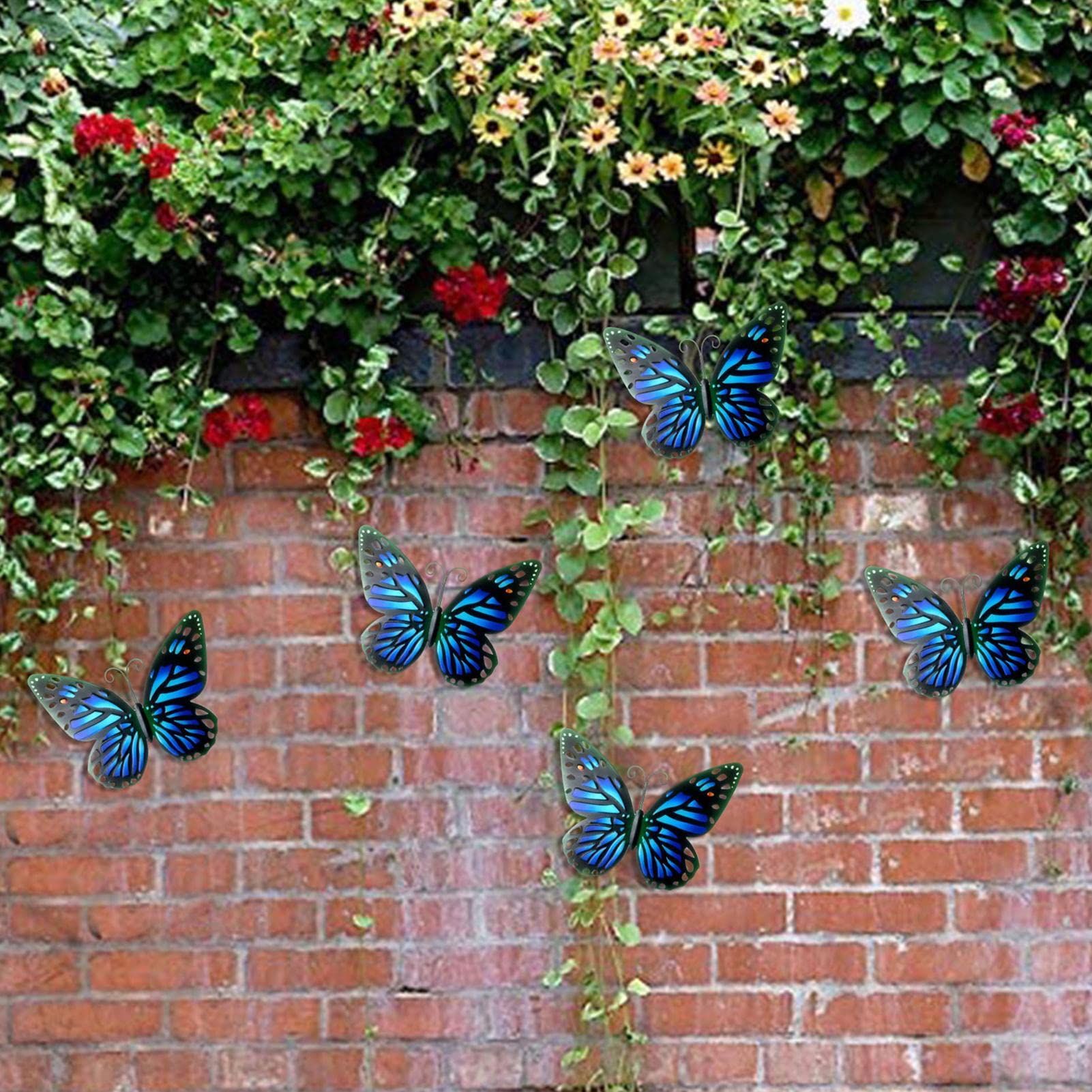 4pcs Metal Butterflies | Iron Hanging Decorations Wall-Mounted - Wall Art Sculpture for Garden Yard Decoration Outdoor Indoor โ image 4