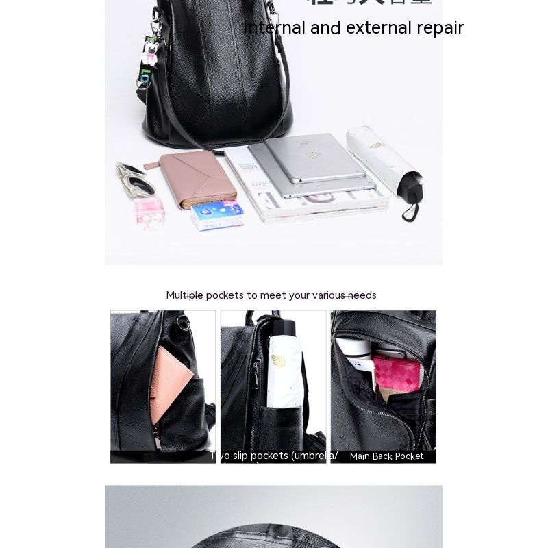 Women Backpack Purse Waterproof dermis Anti-theft Rucksack Lightweight Shoulder Bag, Medium, Black(1pcs) — image 3