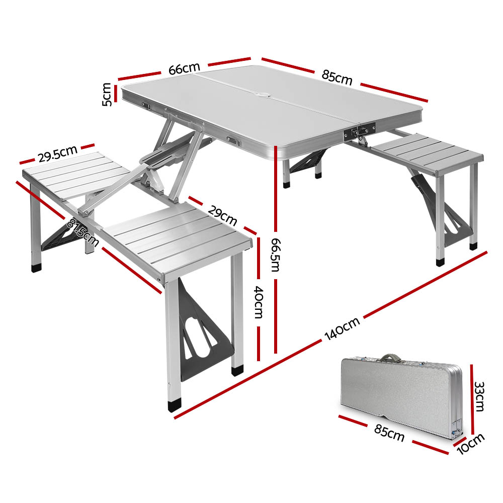 Weisshorn Folding Camping Table Outdoor Picnic BBQ With 2 Bench Chairs Set โ image 2