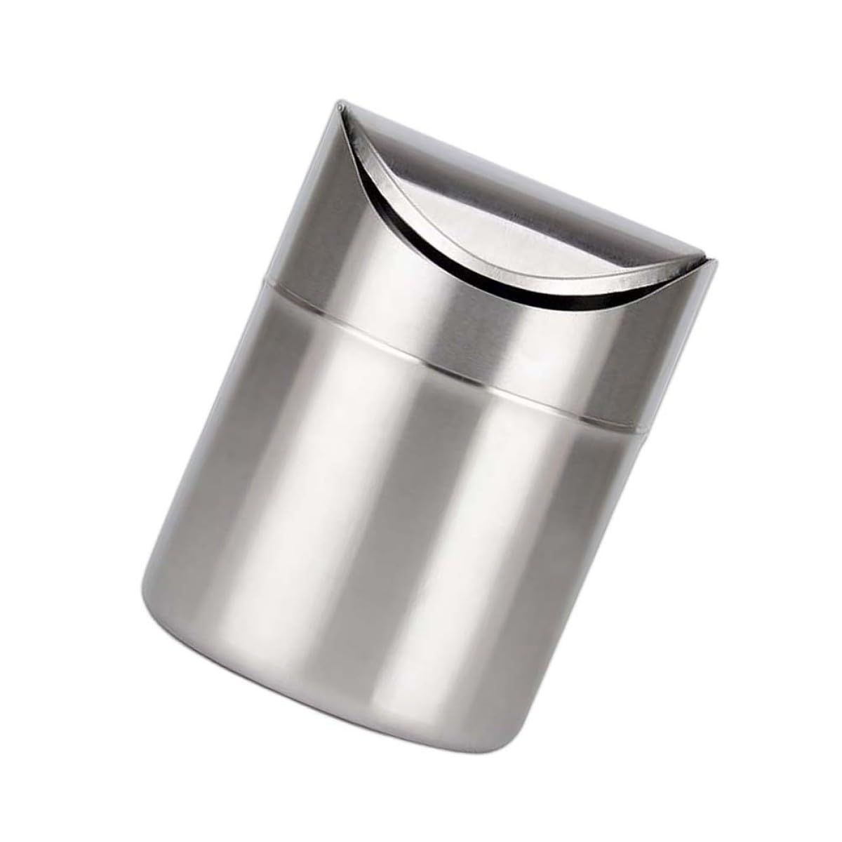 Stainless Steel Small Trash Cans, Trumpet Desktops Mini Creative Covered Desk Kitchen Living Room Trash Cans(Sliver) โ image 2