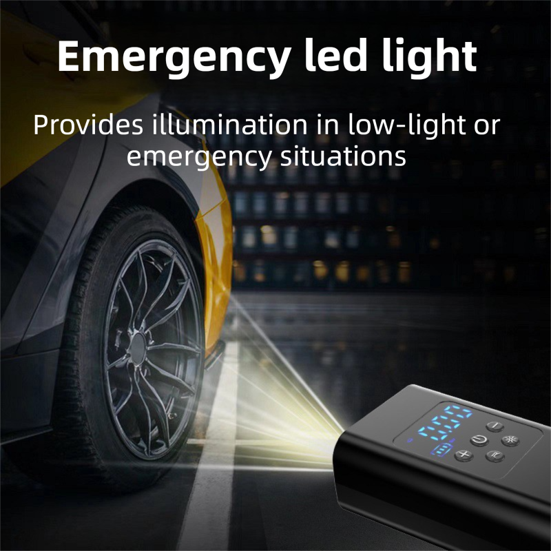 Wireless Rechargeable Tire Inflator with 4 Inflation Modes & 5 Inflatable Parts - Real-Time LCD Precision Gauge, Auto-Stop & Emergency LED Light(2-Cell) โ image 4