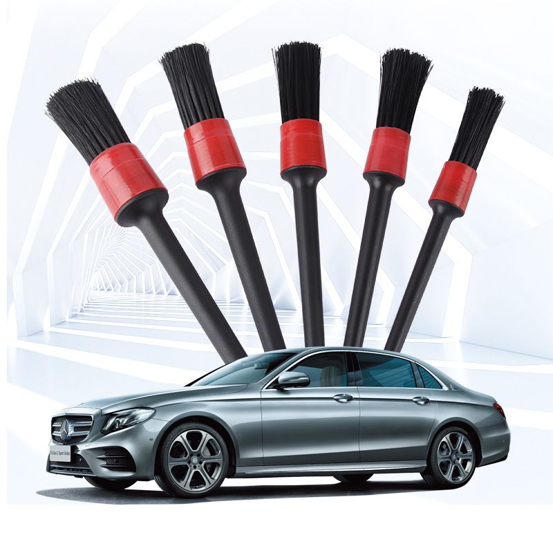 Detailing Brush Set -5 Different Sizes Premium Natural Boar Hair Mixed Fiber Plastic Handle Automotive Detail Brushes โ image 3