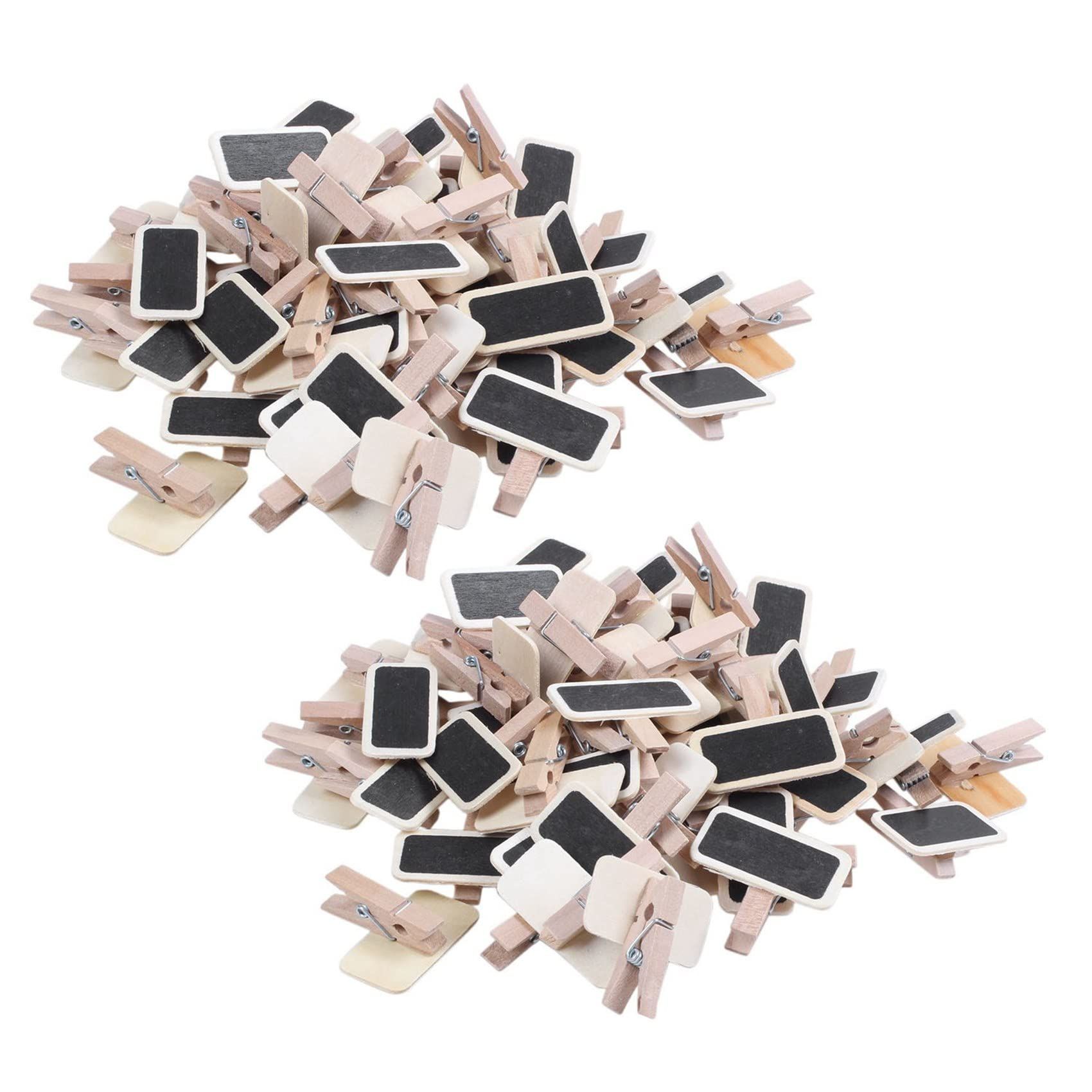 Mini Blackboard Wood Message Rectangle Clip Panel Card memos Label Price Place Number Table 50 pc