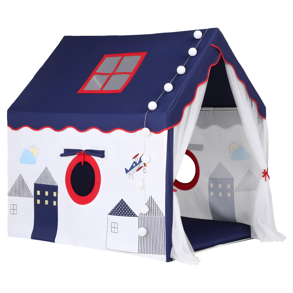 Keezi Kids Play Tent Playhouse Castle with Floor Mat String Ball Light 134X103CM โ image 4