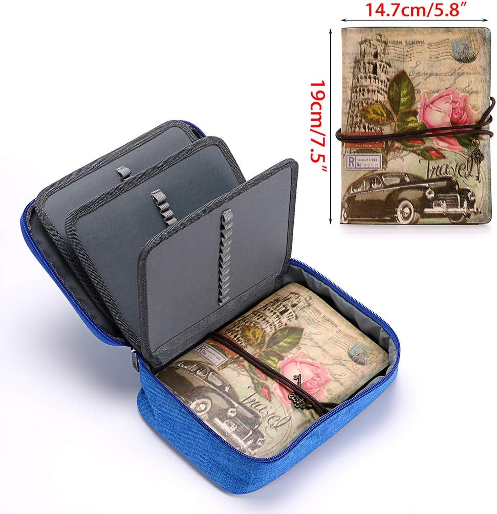 ® High Capacity Zipper Pens Pencil Case-Multi-Functional Stationery Pencil Pouch 72 Slots(Blue) — image 3