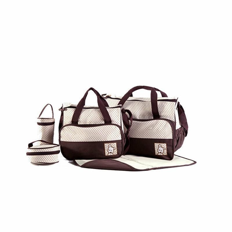 5Pcs Travel Nappy Bag Set with Shoulder Tote and Changing Organiser Bags - Black — image 6