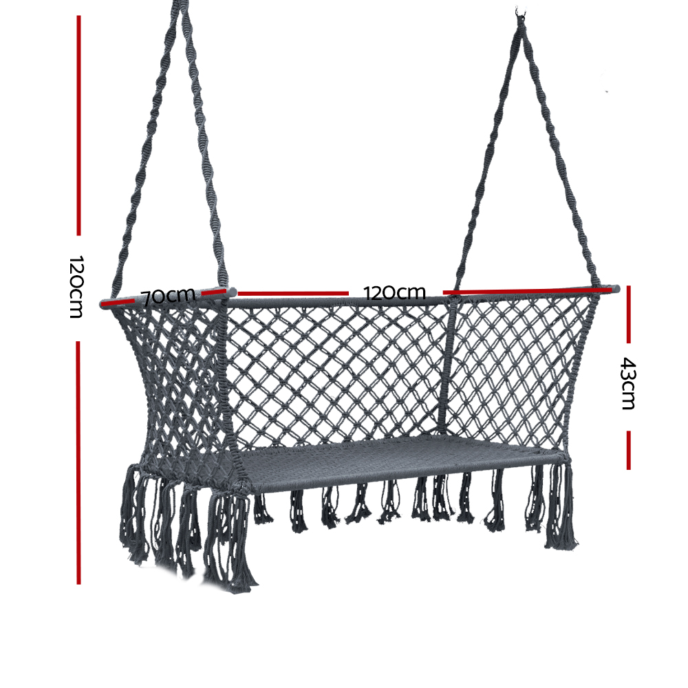 Gardeon Hammock Chair Outdoor Portable Camping Hammocks 2 Person Grey — image 2