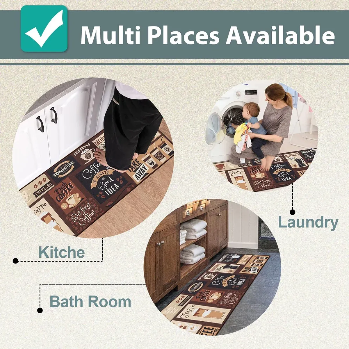 Printed Non Slip Door Floor Rug Mat Kitchen Bathroom Carpet Mat Water Absorbent — image 5