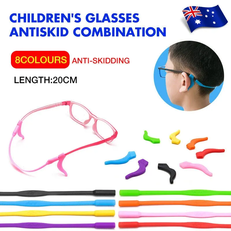 Silicone Glasses Strap and Ear Grip Set Eyeglasses Holder Cord with Hooks 20cm - Blue โ image 2