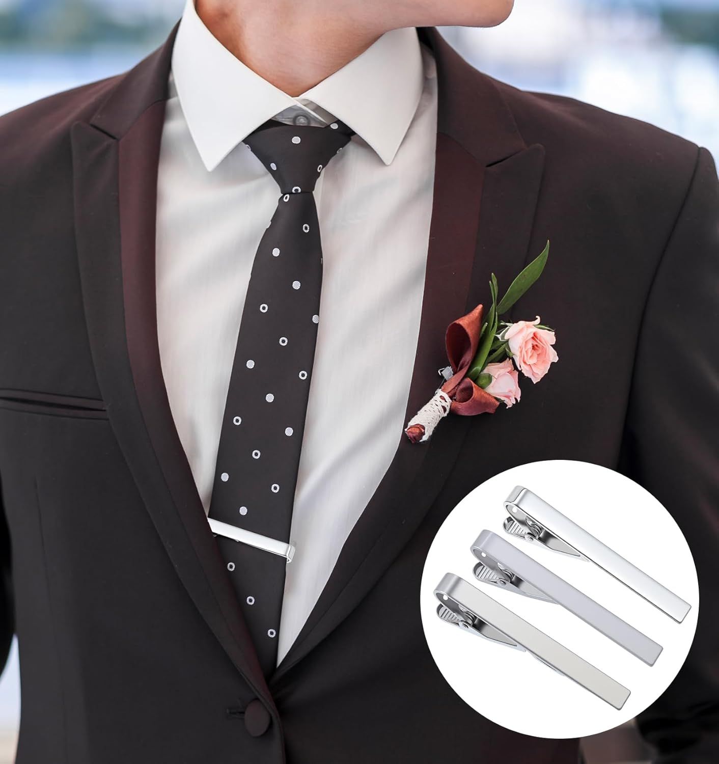 3 Pack Silver Tie Clips for Men, Classic Tie Clips for Men Silver with Adjustable Clasp Ideal for Professional Office Wear and Formal Events โ image 4
