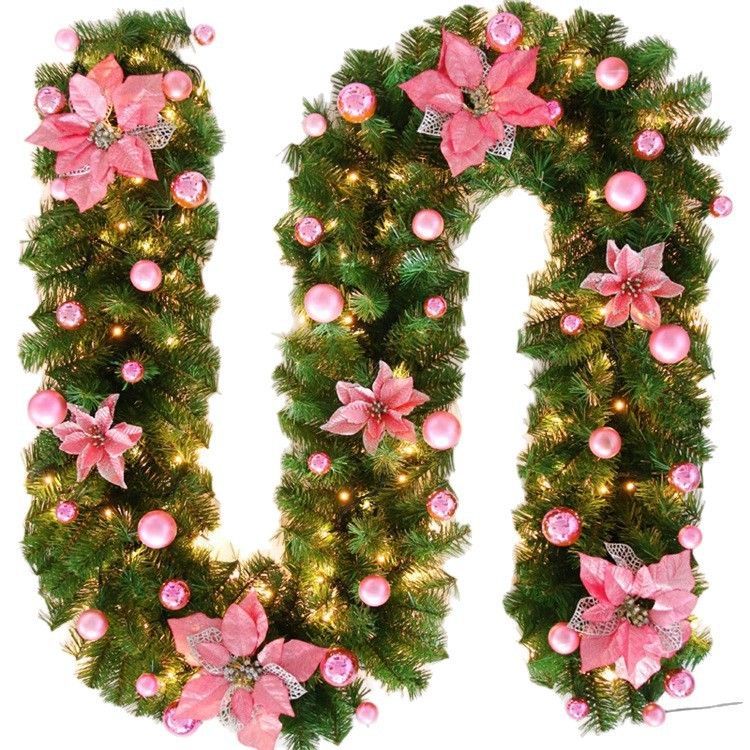 Christmas Garland 2 Piece Set 2.7m Garland With Lights Christmas Home - Red - Size 270cm โ image 3