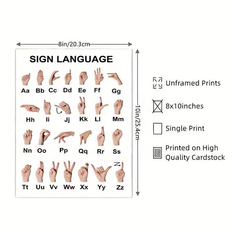 Sign Language Learning Poster, Alphabet Education ABC Playroom Wall Art, Boho Classroom Decor - Canvas Painting Wall Art Poster โ image 3
