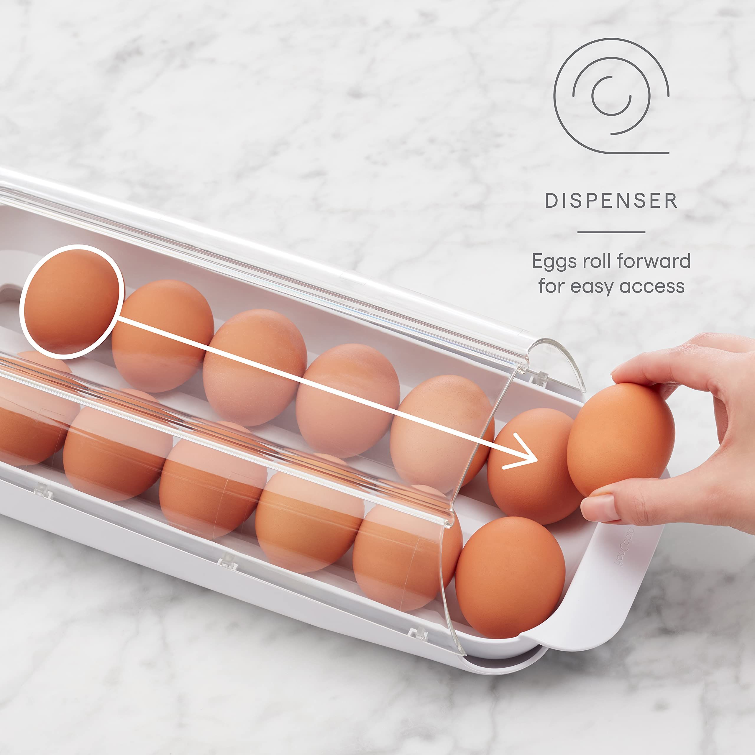 FridgeView Rolling Egg Holder, Stackable Eggs Organizer with Removable Tray for Refrigerator Storage β image 2