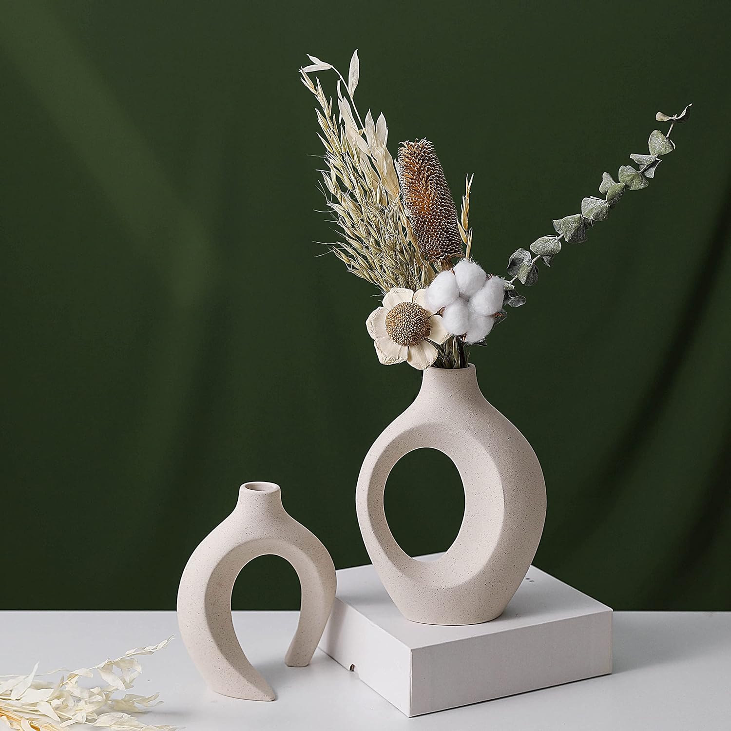 Ceramic Set of 2 Creative White Vases for Home Decor — image 3