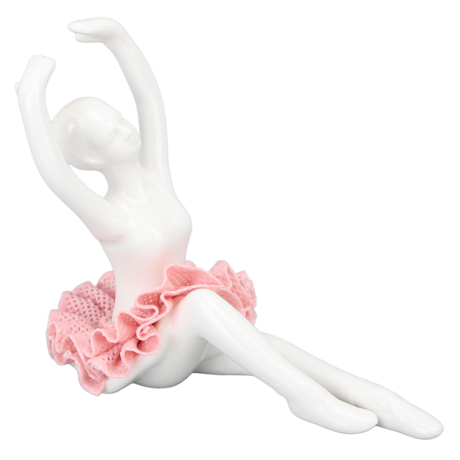Ballet Dancer Statue Pink Ballerina Figure Ceramic Figure Decor for Table Shelf Bedroom Living Room — image 2