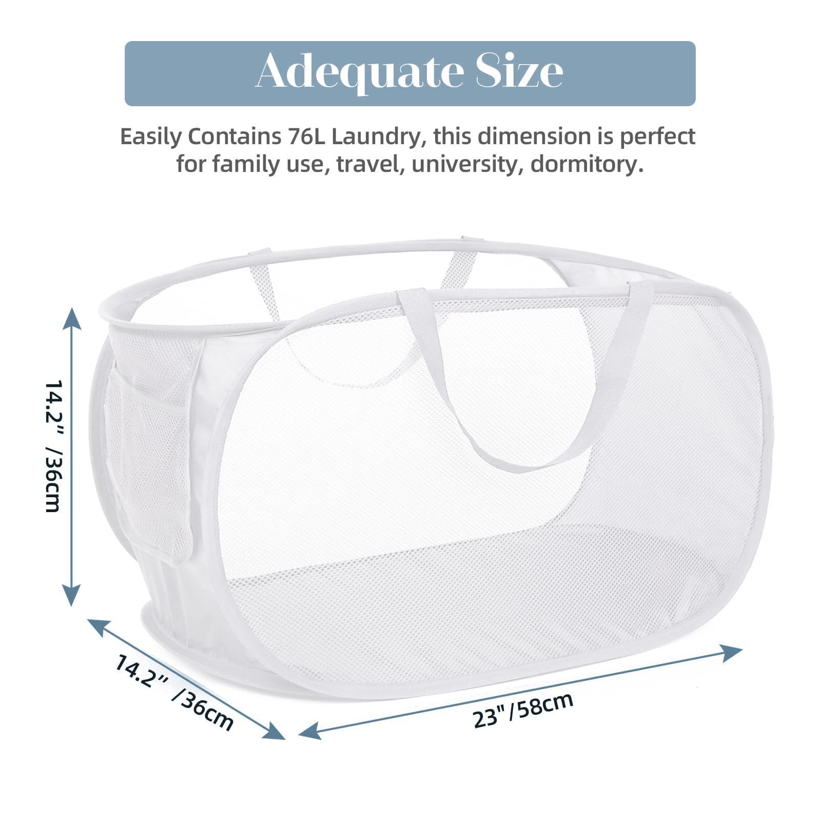 Collapsible Laundry Hamper with Side Pocket, Foldable Clothes Hamper with Durable Reinforced Handles for Laundry, Bathroom, Kids Room, Dorm or Travel 2 Pack — image 5