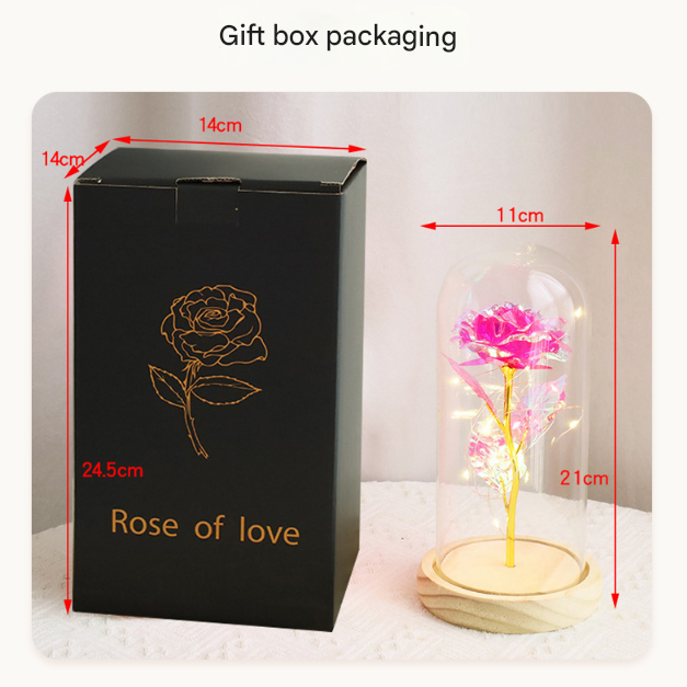 Wedding Couple Figurine Colorful Rose LED Light – Anniversary Flower Gift in Glass Dome for Her, Mom, or Girlfriend — image 2