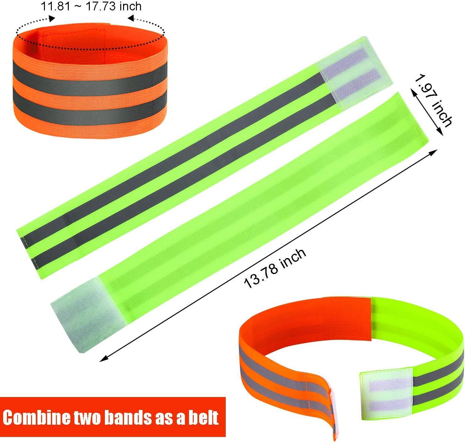 16 PCS Reflective Bands Reflector Bands for Wrist, Arm, Ankle, Leg,Reflector Tape Straps for Night Walking, Cycling and Running-(Orange+Green) β image 3