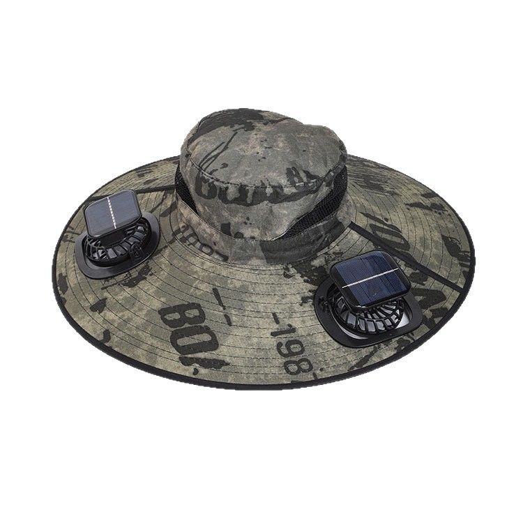 solar fan hat, solar powered hat, outdoor hat with fan, UV protection hat, wide brim hat, summer hat for hiking, fishing hat with fan, cooling hat — image 3