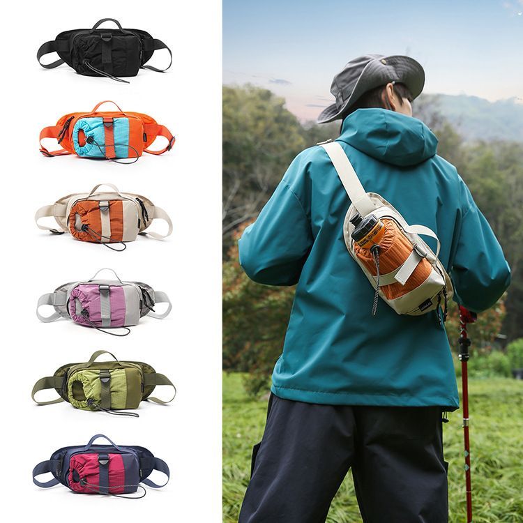 Travel Waist Pack Hiking Waist Pack Water Bottle Storage Pack Outdoor Accessory - Orange - Size routine — image 3