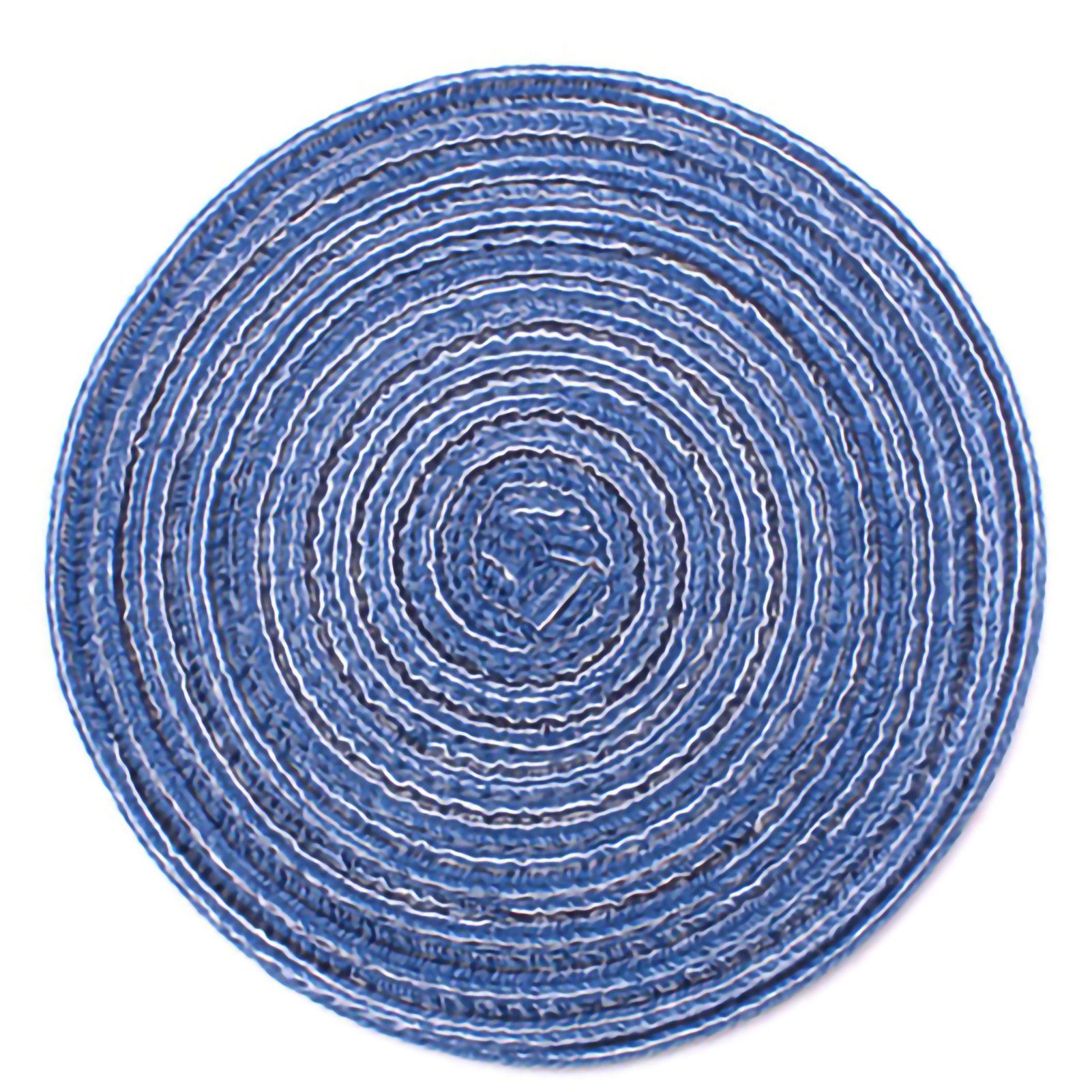 4PCS Round Coaster Set Scalding Heat Insulation Dish Mats Woven Decorative Dining Table Bowl Mat Blue Diameter 36cm / 14.2in — image 2